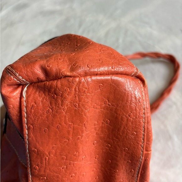 Vintage Tote Handbag Elegant Orange Women's Leather RN#108833 - Picture 14 of 16